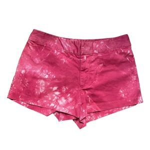 J. Crew Shorts Tie Die Chinos Khakis Red White High Rise Pockets Zip Women 2